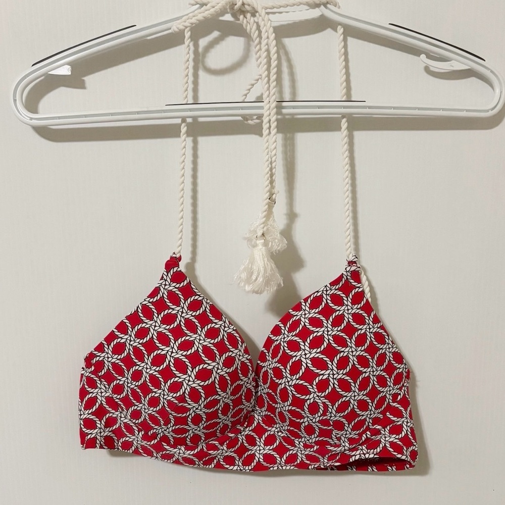 Michael Michael Kors Size S Red Printed Tie Neck Swim Top